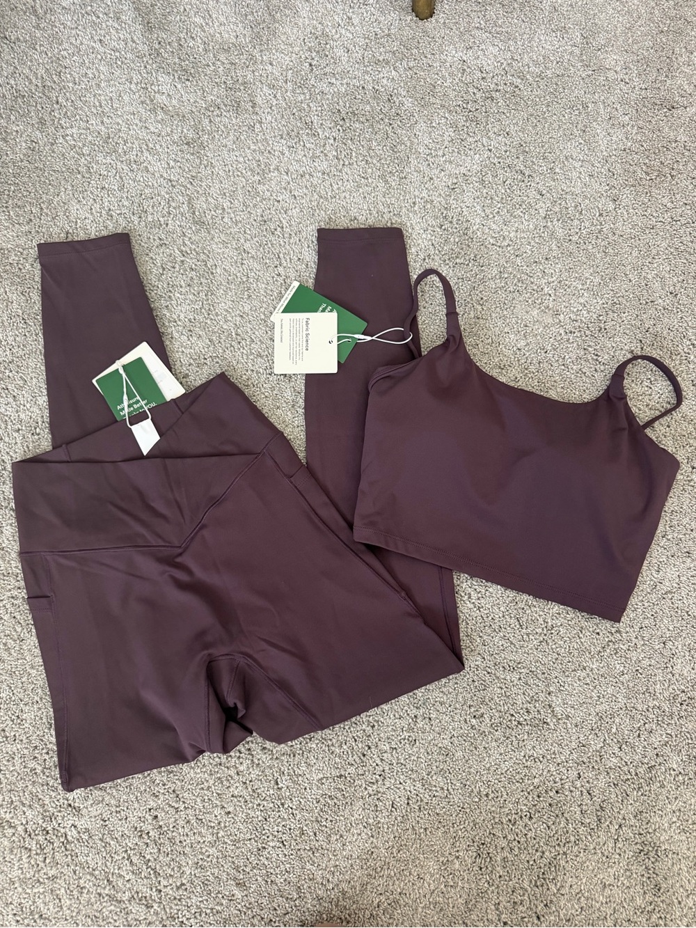 Halara Plum Activewear Set - Crop Tank & High-Waist Leggings Sz XS NWT